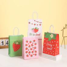 12 Pcs Strawberry Gift Bag, Strawberry Party Favor Bags Summer Strawberry Gift Bags Cute Strawberry Goodie Candy Paper Bags With Handles, For Berry First Birthday Party Supplies Wedding Decoration Fruit Strawberry Theme Party,Christmas Valentine Day