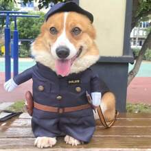 Dog & Cat Policeman Costume Funny Dress Up Apparel Pet Accessories Halloween Halloween Costumes - Navy Blue - View 1