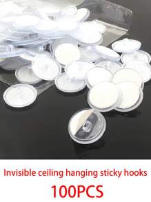 10/100pcs Mini Transparent Adhesive Hooks, Seamless Hanging Flag Hooks For Christmas Party, Wall Storage Hooks, Party Decor Accessories, DIY Home Decor Hanging Hooks, Ceiling Hooks