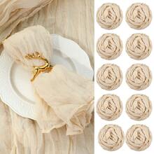 12 chiếc/gói 19,7 X 19,7 inch Khăn ăn vải thưa, Khăn ăn trang trí bằng vải nhăn có thể tái sử dụng cho gia đình, đám cưới, tiệc ngày lễ tình nhân - Nhiều màu - Xem 12