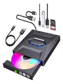 Unidad Externa De Cd Y Dvd Grabadora Dvd Lector Cd Quemador - Negro - Ver 3