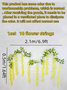 1套6.9英尺黃色人造紫藤蔓，配有塑料葉片，適用於室內外婚禮活動或派對節慶時的家居裝飾 - 黃色 - 查看 6