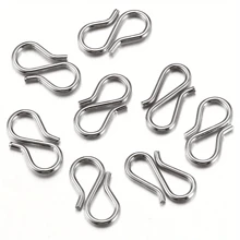 20 pièces Connecteurs en acier inoxydable dorés/argentés en forme de S de 8 mm, fournitures de fabrication de bijoux DIY pour bracelets, colliers, porte-clés, projets d'artisanat