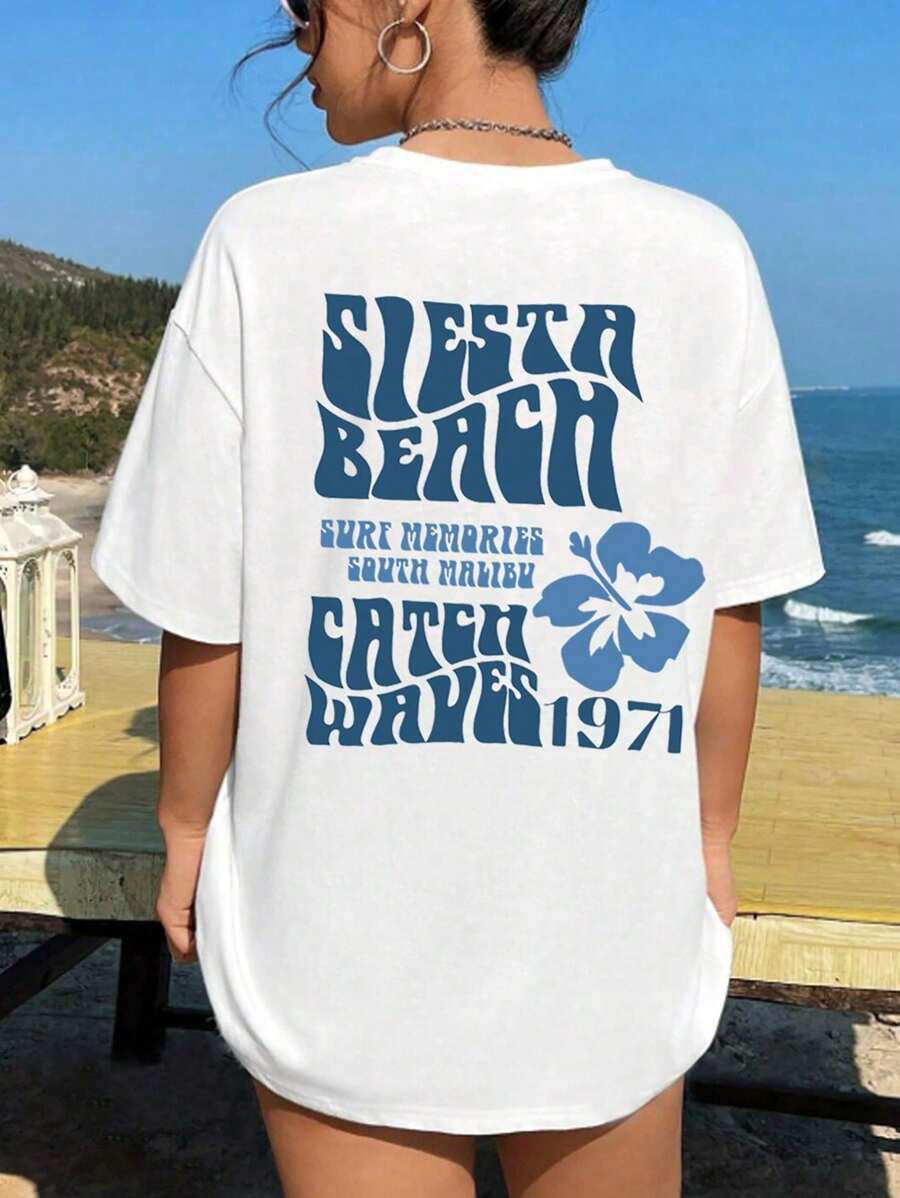 Women's Summer Casual T-Shirt With Floral Print - trắng - Xem 1