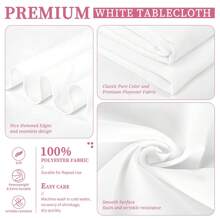 10 Pack Tablecloth 90 X 132 Inch, Rectangle Tablecloth For 6 Foot Table, Rectangular Polyester Table Cloth Stain And Wrinkle Resistant Washable Fabric Table Covers For Wedding Parties - 白色 - 查看 4
