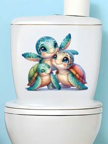 Pegatina decorativa pintada a mano con una linda tortuga marina para el tanque del inodoro, accesorios de decoración de baño, calcomanías florales para el tanque del inodoro, decoración del hogar, pegatinas, vinilos decorativos para el hogar, artículos de decoración de primavera para renovar tu hogar, pegatinas de decoración de ramas, regalos para cumpleaños y graduación