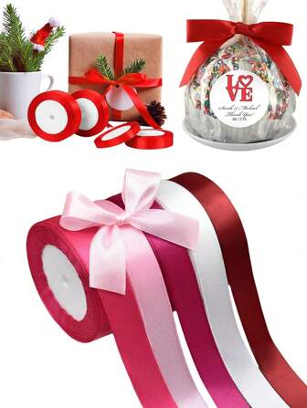 2 piezas de cintas, cintas para cajas de regalo, cintas para decoración de árbol de Navidad, cintas para decoración de fiesta de cumpleaños, cintas para regalo de boda, cintas rojas para envolver regalos, utilizadas para hacer accesorios para el cabello, lazos, ramos, cintas para pasteles (22m de largo, 2cm de ancho)