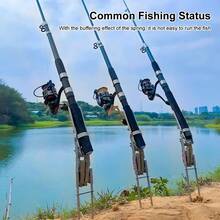 Fishing Rod Ground Holder Base Downhill Automatic Cane Support Stand Fish Pole Folding Holder Suitable Lakes Pond River Stream - Grey - View 3