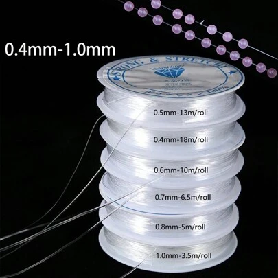 0.4/0.5/0.6/0.7/0.8/1mm Round Clear Elastic Cord Crystal Thread Rubber String For DIY Jewelry Making, Beaded Bracelet