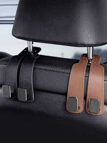 1pc Car Seat Back Double Hook With Hidden Phone Holder And Storage Compartment, Multi-Functional Split Car Hook - Multicolor - View 2