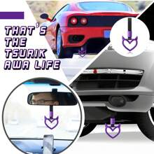 ROJEMXVE 1pc Heart Handle Ring Bumper Warning Car Accessory Heart Hand Strap Drift Charm Rear Bumper Warning Ring Decor For Car Bus Subway Interior Exterior Decoration(Purple, Devil Style)