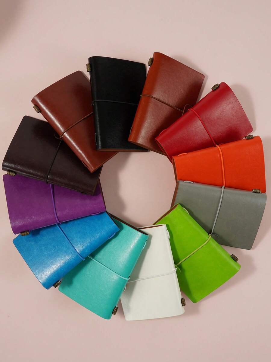 1pc Leather Cover Notebook, Bound Diary Notebook, A7 Size Portable Journal - A7 - View 1