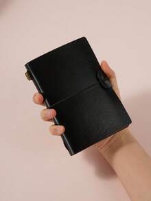 1pc Leather Cover Notebook, Bound Diary Notebook, A7 Size Portable Journal - A7 - View 3