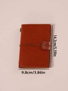 1pc Leather Cover Notebook, Bound Diary Notebook, A7 Size Portable Journal - A7 - View 2
