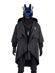 Men's Layered Design Jacket Techwear Streetwear Zip Up Windbreaker - Black - View 1