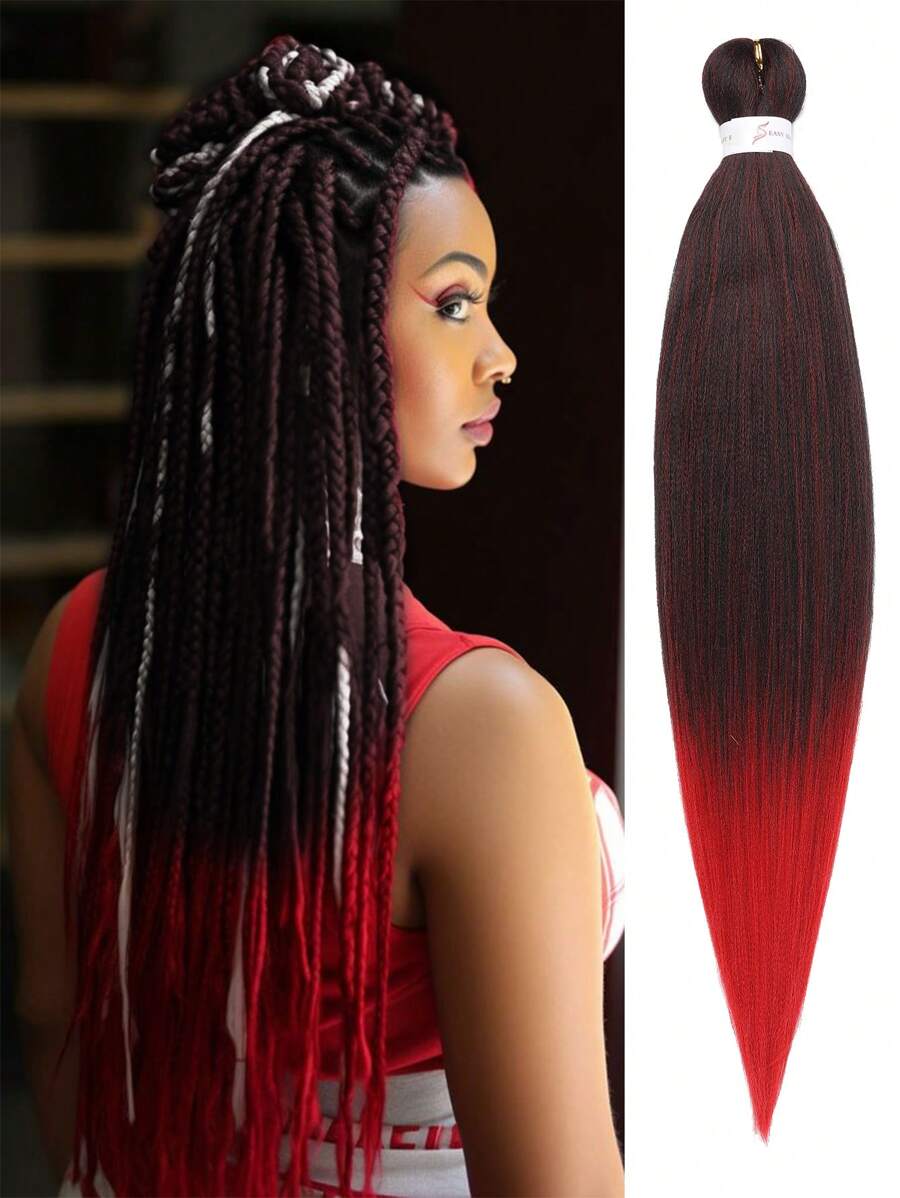 编织头发预拉伸专业易编织头发用于钩编辫子扭发辫子柔软 Yaki 纹理热水定型合成接发 - 彩色 - 查看 1