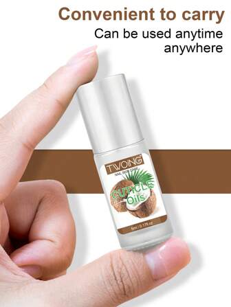TWOING 5ml Nagelhautöl, Nagelhaut-Nährölmit Jojobaöl, Traubenkernöl und Vitamin E Squalan Nagelhautverstärker, für den täglichen Gebrauch, sehr tragbar mit Kokosduft