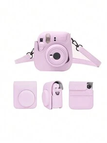 AKKHOO Mini12 Camera Bag, Camera Protective Case, Camera Leather Storage Pouch - Pink - View 1