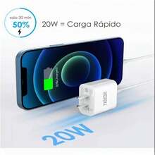 Cargador Tipo C Carga Rápida 20w Con Cable Cac Para Android - Blanco - Ver 2