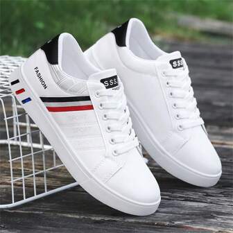 Men's Fashionable Streetwear Low-Top Skate Shoes, Comfortable Anti-Slip Lace-Up Casual Sports Sneakers For Outdoor Activities