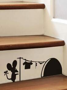 Pegatina decorativa de pared de ratón con forma de corazón | Pegatina de vinilo de ratón adorable | Pegatina de ratón con agujero divertido en la pared del zócalo | Pegatina de ratones para pared, zócalo, dormitorio, habitación de niños