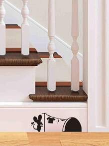 Pegatina decorativa de pared de ratón con forma de corazón | Pegatina de vinilo de ratón adorable | Pegatina de ratón con agujero divertido en la pared del zócalo | Pegatina de ratones para pared, zócalo, dormitorio, habitación de niños