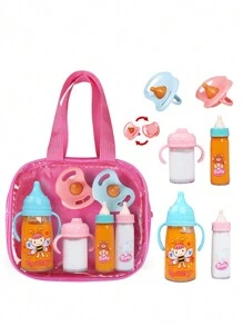 Juego de biberones mágicos para decoración navideña de bebé recién nacido, disponible en tamaños grande, pequeño y mediano, 2 biberones de leche y 2 biberones de jugo con 2 chupetes de juguete como accesorios para muñecas, con leche y jugo que desaparecen, regalo para niñas, decoración del hogar.