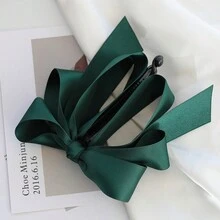 1pc Women's Black & White Color Block Acrylic Multi-Layer Bow Satin Fabric Vertical Ponytail Banana Clip, Elegant Hair Clip For Daily Wear, Dating, Outings, Gatherings - Black - View 19