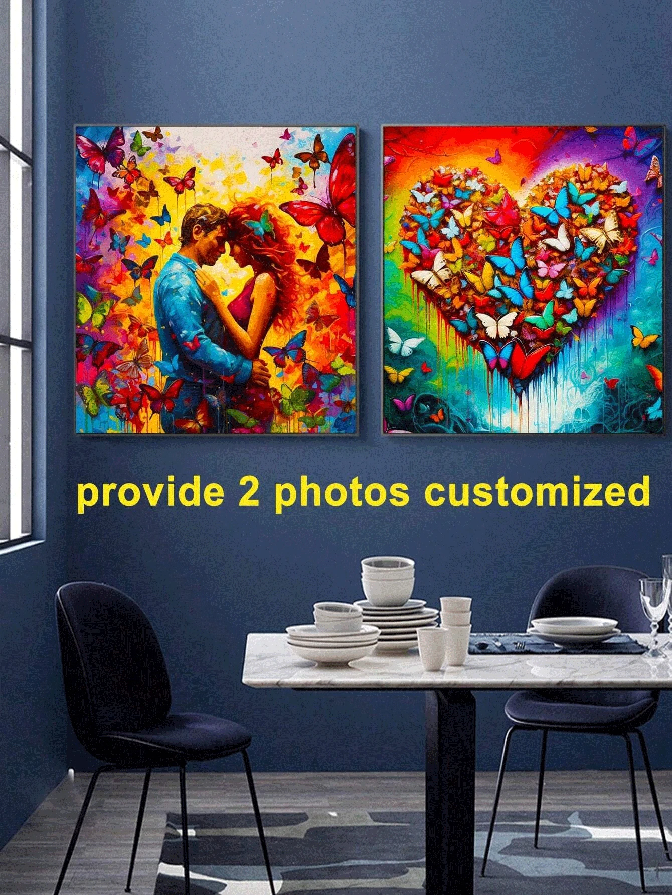 Bộ 2 tấm vải canvas treo tường nhiều kích thước tùy chỉnh, trang trí nhà cửa, ảnh cưới/sinh nhật, áp phích người nổi tiếng, vải canvas treo tường, kỷ vật, quà tặng, trang trí nhà cửa - Nhiều màu - Xem 1