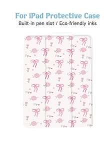 Ốp lưng Acrylic trong suốt in họa tiết hoa hồng và nơ thẩm mỹ 1 mặt, ốp lưng bảo vệ máy tính bảng có khe cắm bút chì, hỗ trợ chế độ ngủ/thức, tương thích với và iPad - Nhiều màu - Xem 5