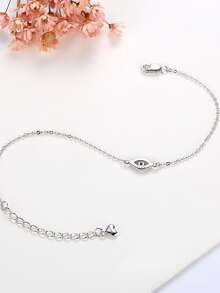 Kaletine 925 Sterling Silver Blue Zirconia Bracelet Women's Holiday Gift 1pc - Silver - View 4