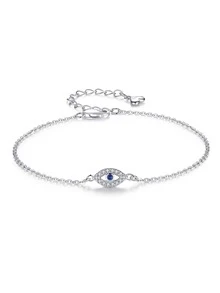 Kaletine 925 Sterling Silver Blue Zirconia Bracelet Women's Holiday Gift 1pc - Silver - View 1