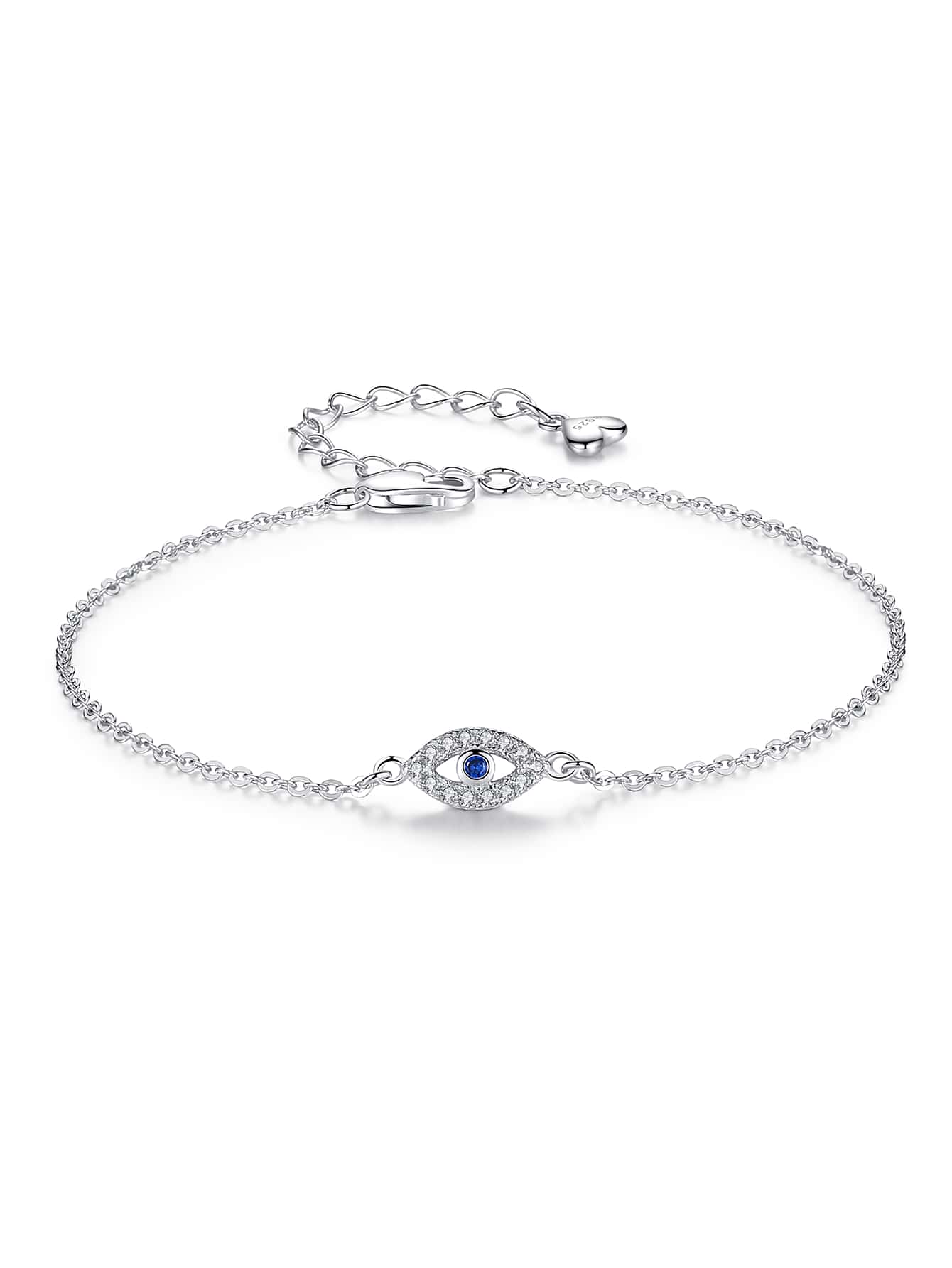 Kaletine 925 Sterling Silver Blue Zirconia Bracelet Women's Holiday Gift 1pc - Silver - View 1
