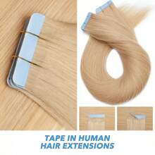 Lsybeauty 20pcs Straight Tape In 100% Remy Human Hair Extension For Salon  Multicolor  Color Natural Blonde 24# 16-26 Inches Silk Straight Seamless Skin Weft Hair Extension Tape In Hair Tape Ins Hair Extentions - S24 - 查看 4