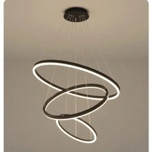 3 环 20+30+40 厘米黑色现代餐厅 LED 吸顶灯环吊灯，220V 金色室内照明室内照明客厅 LED 吊灯，3000K /6500K 纯色，不可调光，无遥控器