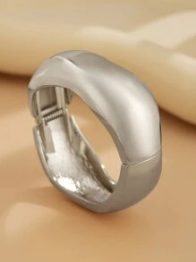 1pc Exaggerated Fashionable Asymmetrical Metal Cuff Bracelet, Vintage Minimalist Geometric Round Big Coiled Spring Open Bangle Bracelet, Women Daily Decoration, Festival & Birthday Gift, Party Jewelry, Casual Travel Charm Jewelry Gift