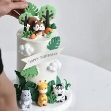 18pcs/Set Forest Woodland Animal Cake Toppers Jungle Birthday Party Cake Decoration