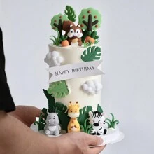 18pcs/Set Forest Woodland Animal Cake Toppers Jungle Birthday Party Cake Decoration