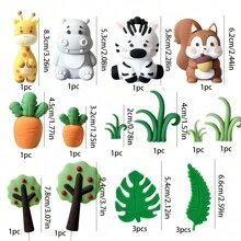 18pcs/Set Forest Woodland Animal Cake Toppers Jungle Birthday Party Cake Decoration