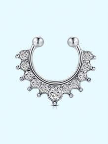 1 件装夹式鼻环套装镶嵌闪亮锆石简约假穿孔鼻环首饰日常佩戴