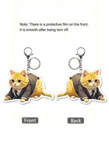 1 件可爱亚克力黄猫钥匙扣装饰，适合女性的可爱风格礼物，迷人的包包/汽车吊坠配饰 - 彩色 - 查看 4