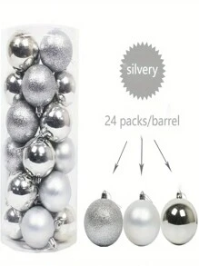 24 piezas/Caja Bolas de Navidad Mini de 4 cm/2.9 cm, Adornos colgantes a prueba de roturas para Navidad, cumpleaños, San Valentín, fiesta de bodas, hogar, oficina, exterior, árbol de Navidad, crear ambiente navideño, regalo de Navidad
