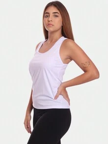 Kit 2 Women's Dry Gym Tank Tops Plain Black/White - 黑與白 - 查看 6