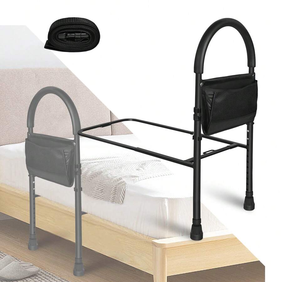 Froadp Bed Riser Aid, 83-113cm Height Adjustable Grab Handles With Storage Pocket, Non-Slip Bed Rail, Medical Bed Accessory For Adults, Elderly And Disabled - Black - View 1