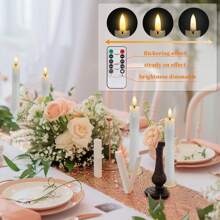 12-Piece Set Flameless LED Taper Candles With Holders, Battery-Operated Flickering Ivory Lights, 10-Key Remote Control With Timer, Warm White Ambiance, Perfect For Wedding, Valentine's, Halloween, Thanksgiving, Decor - White - View 2
