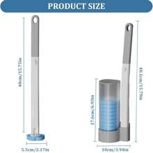 1 套一次性马桶刷(1 个刷头 + 1 个底座 + 24 个替换头)含 3 种颜色海绵补充装,彻底清洁家用厕所浴室装饰秋季装饰 - 灰色 - 查看 4
