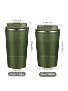 1pc Reusable Travel Insulated Tumbler With Leak-Proof Lid, Suitable For Hot & Cold Drinks/Tea, Portable Stainless Steel Thermal Mug For Travel, Car Use - Army Green - View 3