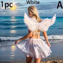 3 件套翅膀套装，天使翅膀，舞台表演道具，服装装扮道具万圣节 - 白色 - 查看 12