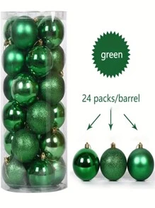 24 piezas/Caja Bolas de Navidad Mini de 4 cm/2.9 cm, Adornos colgantes a prueba de roturas para Navidad, cumpleaños, San Valentín, fiesta de bodas, hogar, oficina, exterior, árbol de Navidad, crear ambiente navideño, regalo de Navidad