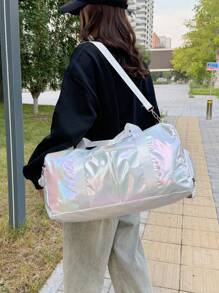 1 pieza Bolsa de yoga, deporte y gimnasia grande, impermeable, con compartimentos para húmedo y seco, de colores perlados y multicolor, adecuada para viajes, campamentos, uso en todas las estaciones, con compartimento para zapatos (se puede llevar en el trolley)